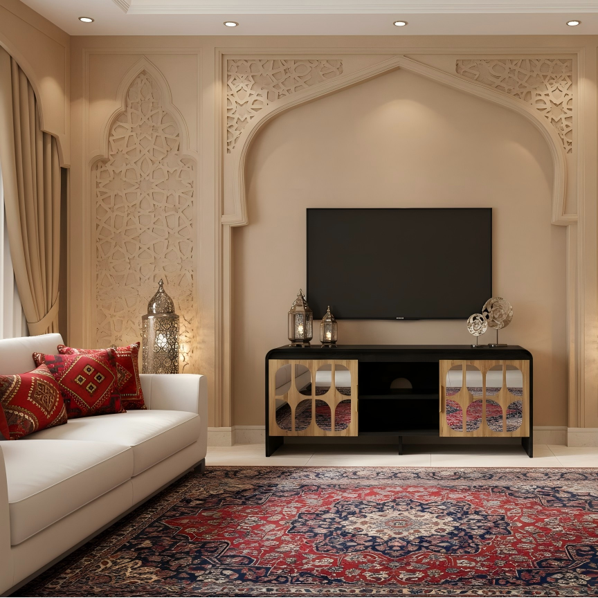 Lattice Mirrored TV Stand